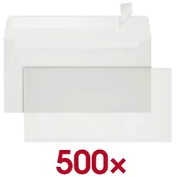 ÖKI 500er-Pack Briefumschläge DIN lang ohne Fenster transparent transparent, 11x22 cm
