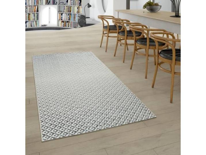 Paco Home In- & Outdoor Flachgewebe Teppich Geometrisch Skandi Rauten Design In Grau, Grösse:120x170 cm