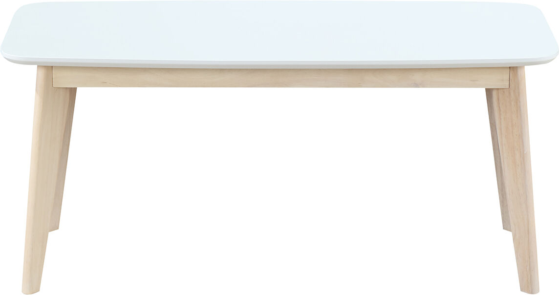 Miliboo Design Bank 100 cm Weiß und Holz LEENA