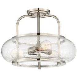 Deckenleuchte Lampe Wohnzimmerleuchte Metall Glas Nickel D 40,6 cm