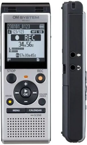OM SYSTEM WS-882 Enregistreur 4 Go USB Enregistreur vocal stéréo 4 Go avec port USB et emplacement microSD, idéal pour les notes, les interviews et