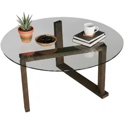 Dmora Ragia - Couchtisch, 80x80x41h cm Nussbraun, mit Zeitschriftenablage