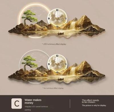 Uplift Picks Luxury LED Wall Clock Silent Nordic Minimalist Decor c 35x100cm