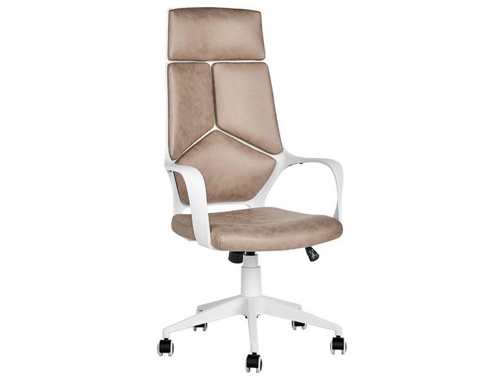 Beliani Bürostuhl Kunstwildleder Sandbeige Delight, Sandfarben, 64x116x64 cm, Büromöbel, Bürostühle, Drehstühle