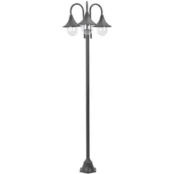vidaXL Garten-Pollerleuchte E27 220 cm Aluminium 3-Laterne Bronze