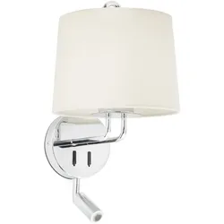 Faro Wandleuchte MONTREAL E27, IP20 + LED-Spot, 3W, 2700K, 150lm, chrom, beige FAR-24033-02