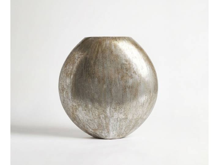 Vase Calena B81 x T33 x H84 cm Metall Platin Aurum Handgemacht, Wohnaccessoires
