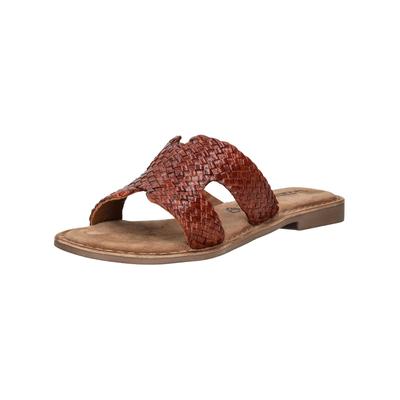 Pantolette LAZAMANI "Lazamani Pantoletten Leder", Damen, Gr. 37, braun (tan), Leder, Schuhe Pantolette