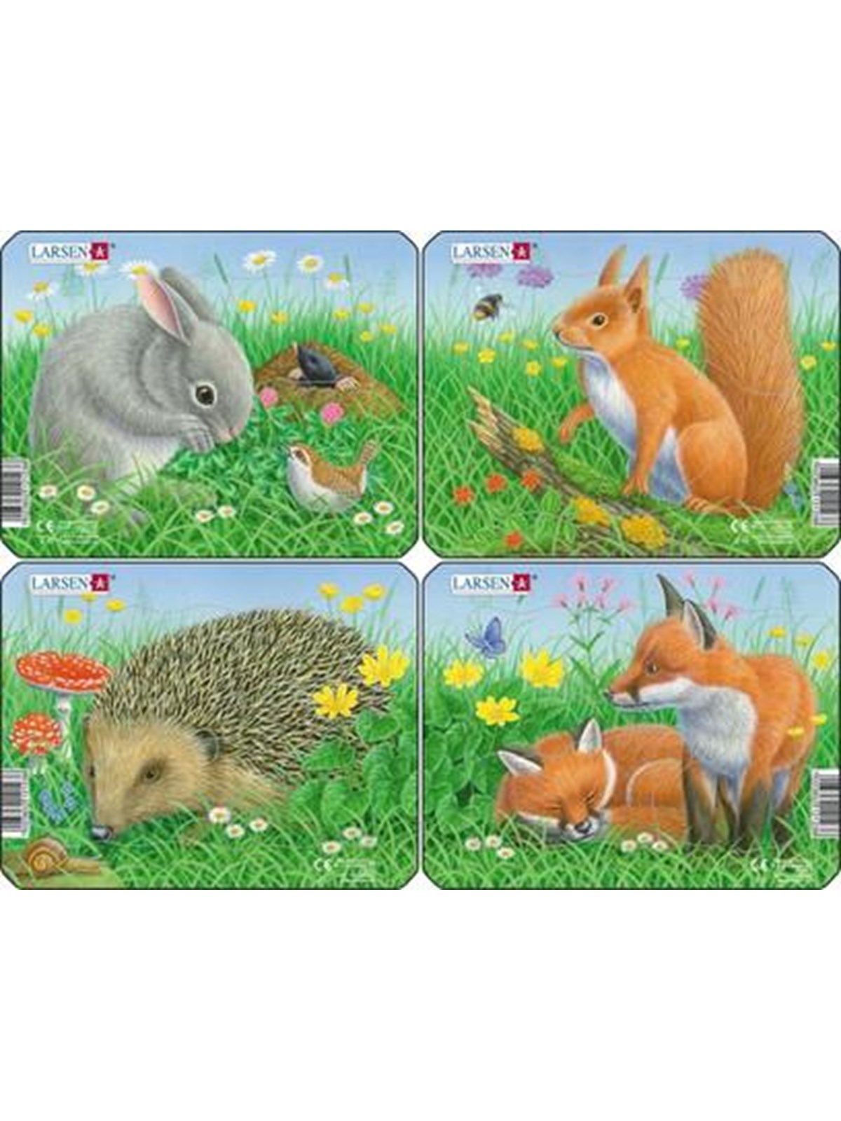 Larsen Puzzles Rabbit squirrel hedgehog and fox puzzle -assorted (18.3 x 14.3 cm) 2D Puzzles