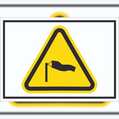 HB-Druck Aufkleber Warnung starker Wind Symbol A3 (297x420mm)
