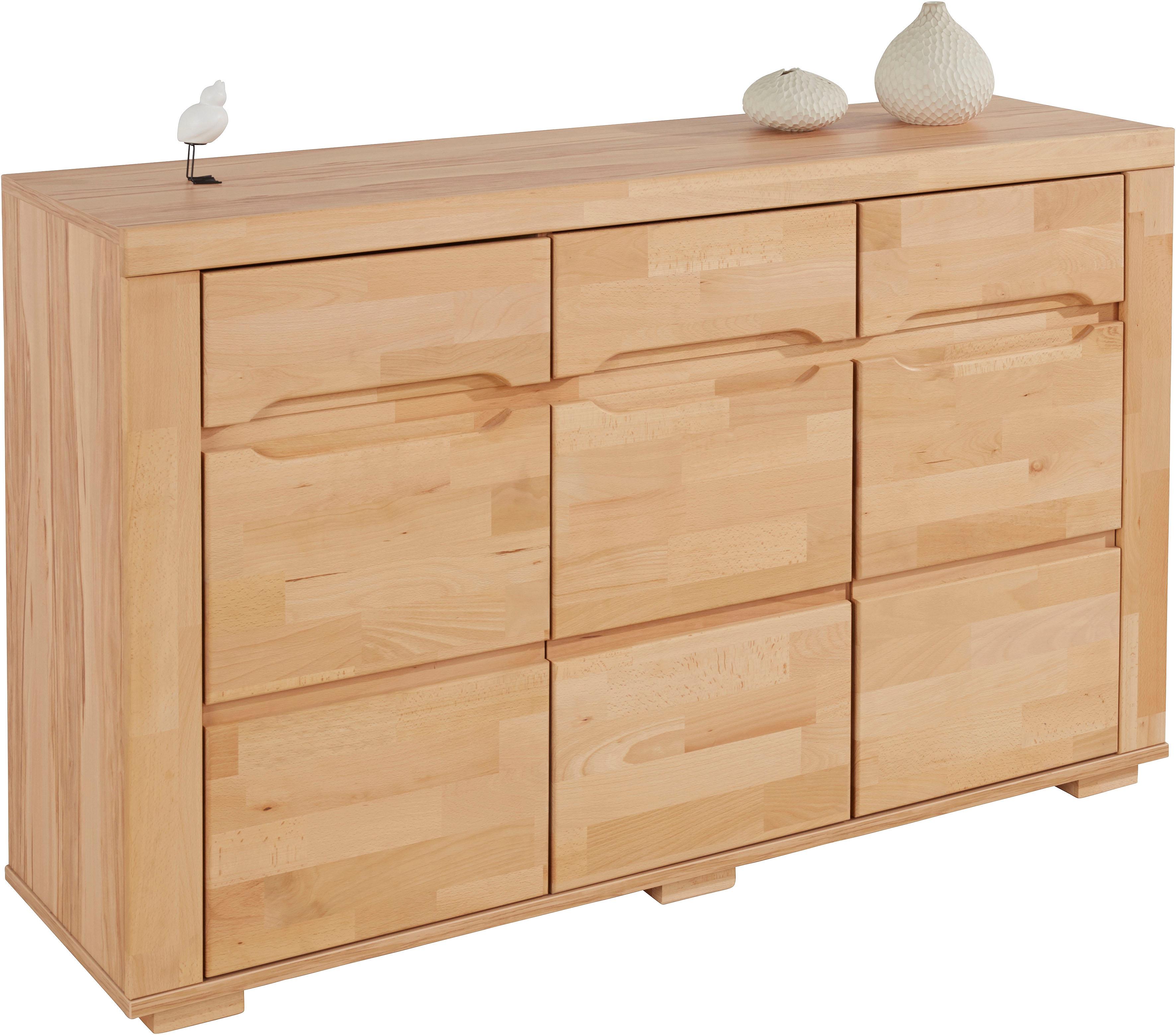 Sideboard OTTO HOME "Denis", beige (kernbuche teilmassiv), B:140cm H:85cm T:40cm, Sideboards, Sideboard, Breite 140 cm