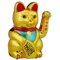 Relaxdays Winkekatze XXL Gold,Grün,Rot