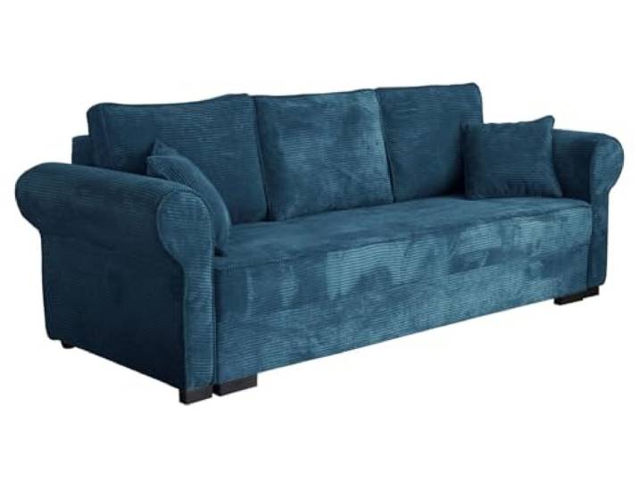 Mirjan24 Schlafsofa Olimpia Cord, Bettsofa mit abgerundete Armlehnen, Sofa mit Bettkasten und Schlaffunktion, Couchgarnitur, Schlafcouch, Sofagarnitur, Wohnlandschaft, Beste Qualität (Poso 05)