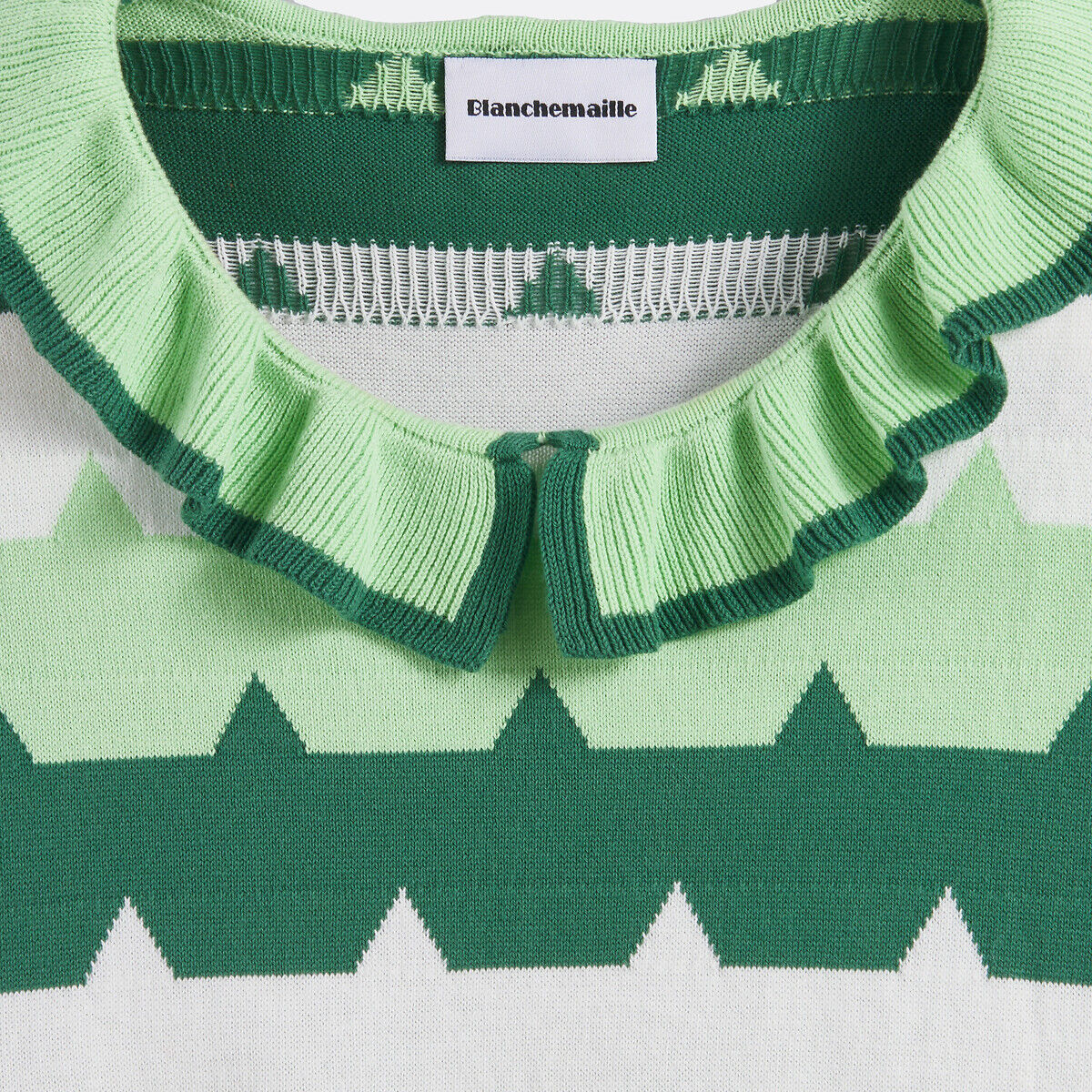 BLANCHEMAILLE Pull col claudine volanté, en pur coton
