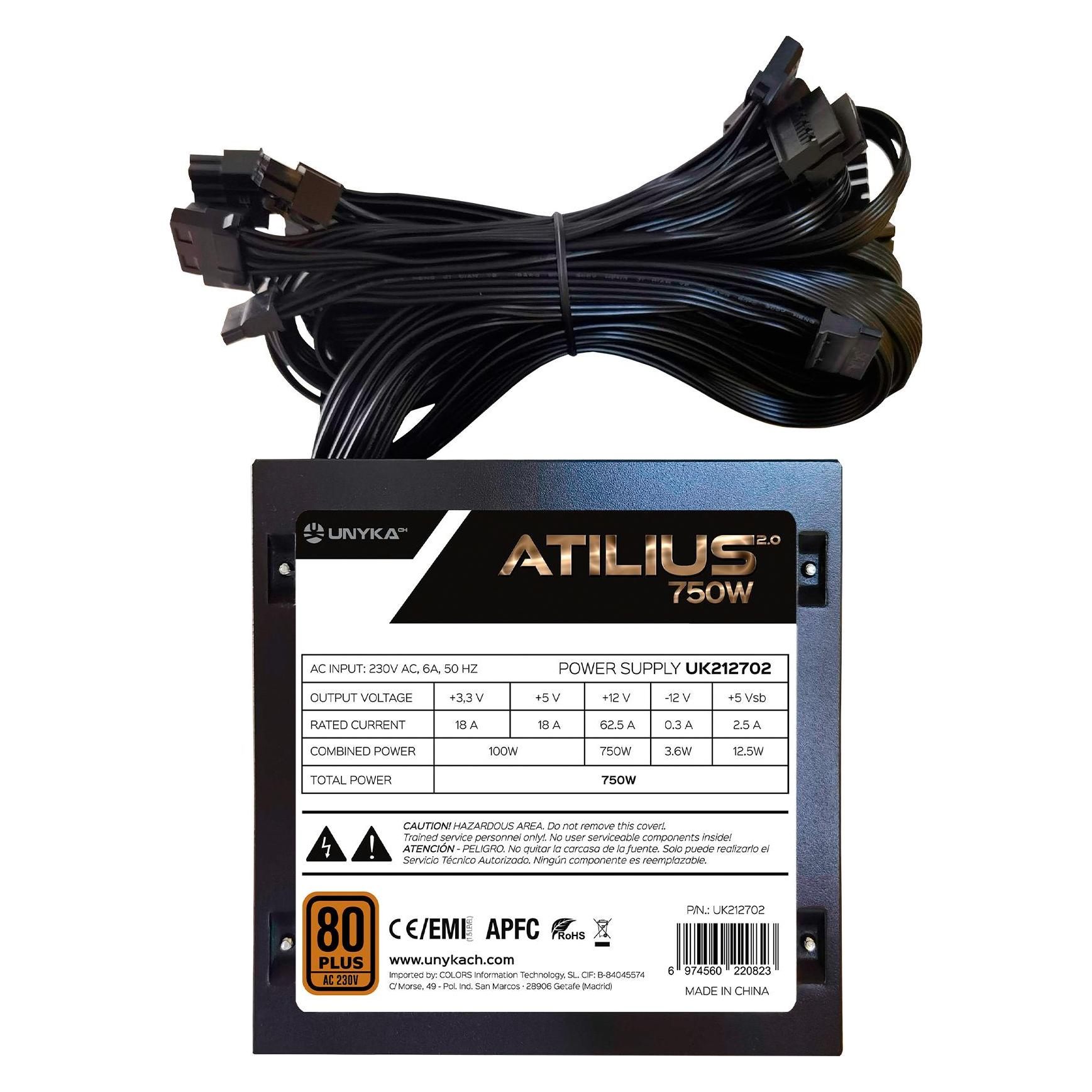 Unykach ATX Atilius 2.0 Black 750W 80+ Bronze (750 W) (UK212701)