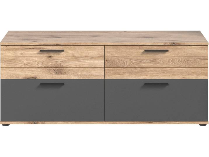 Lowboard HOME AFFAIRE Riga , braun (nox oak nb, basalt grau nb), B:130cm H:53cm T:47cm, Sideboards, Lowboard, Breote 130 cm
