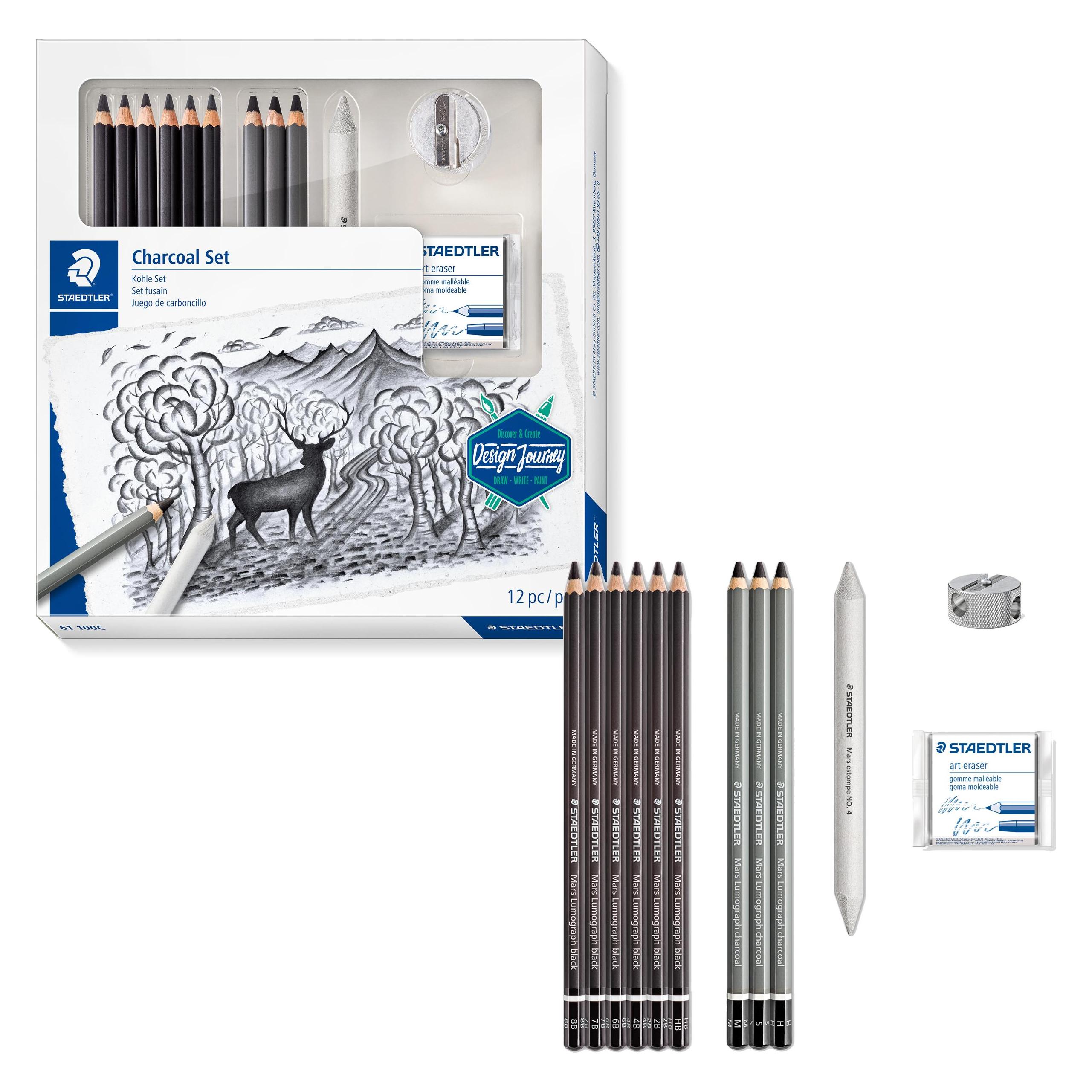Staedtler Mars Lumograph charcoal 100C Kohlestifte (4.50 mm, M, 9x) (61 100C) Mindestbestellmenge: 4 Stück