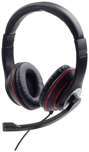 Gembird Over Ear Headset kabelgebunden Schwarz, Rot Lautstärkeregelung, Headset