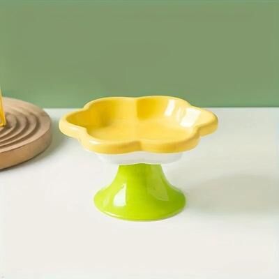 Uplifted Finds Elevated Floral Ceramic Feeder yellow