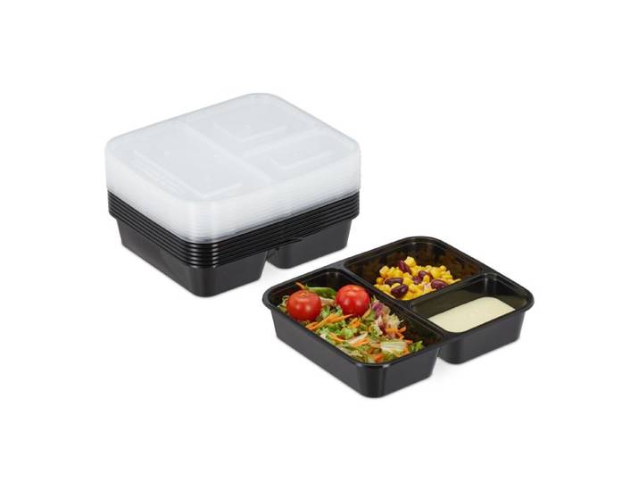 Relaxdays 10x meal prep containers 3 compartiments