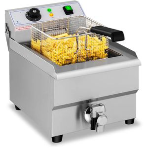Royal-Catering Fritteuse RCEF 16EB, XXL, 3500 Watt, Edelstahl, mit Ablasshahn, 16 Liter