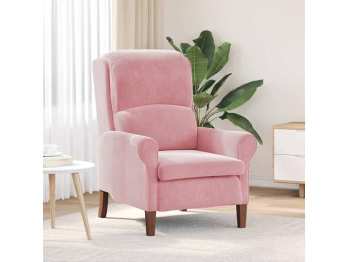 NLQMSU Sessel, Rosa, Velours, Holz, modern, gerollte Armlehnen, hohe Luxuriöser Samt, Holz, Füße aus massivem Gummi, gerollte Armlehnen, hohe Rückenlehne, feuchte Reinigung