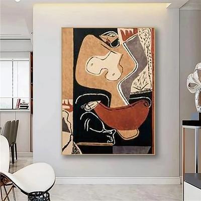 Pablo Picasso Ölgemälde handgemachte abstrakte figurative Malerei Dual Charakter Kunstwerk Aqua grün gelb Kontrast purpurrote Akzente ausdrucksstarke Strichzeichnungen goldene Galerie Picasso