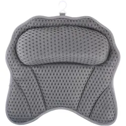 Ideoon, Badewanneneinlage, 2er-Set Ergonomisches Badewannenkissen: Luxus Nackenkissen mit 6 Saugnäpfen, 4D Struktur, dunkelgrau (42 x 44 cm)