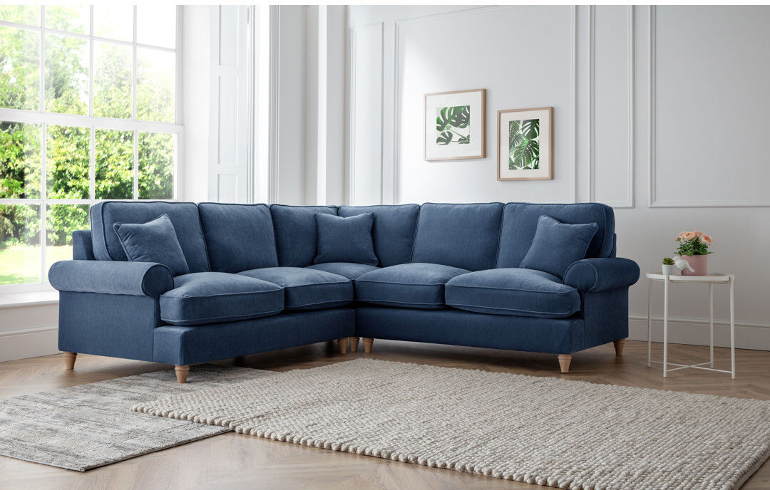 Three Posts Longfellow Corner Sofa Navy 83cm H X 236cm W X 241.3cm D
