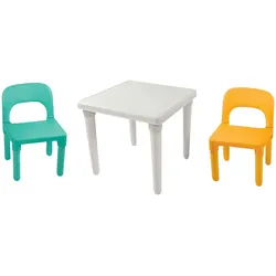 Dolu, Kinderstuhl + Kindertisch, Türkis-gelber Kindertisch mit Stühlen (Kinderstuhl, Kindertisch)