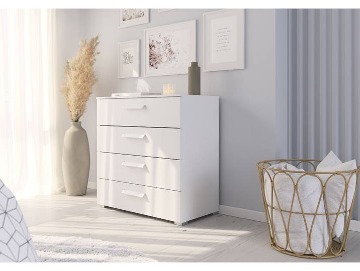 Commode - 81 cm 80cm Blanc/Blanc alpin