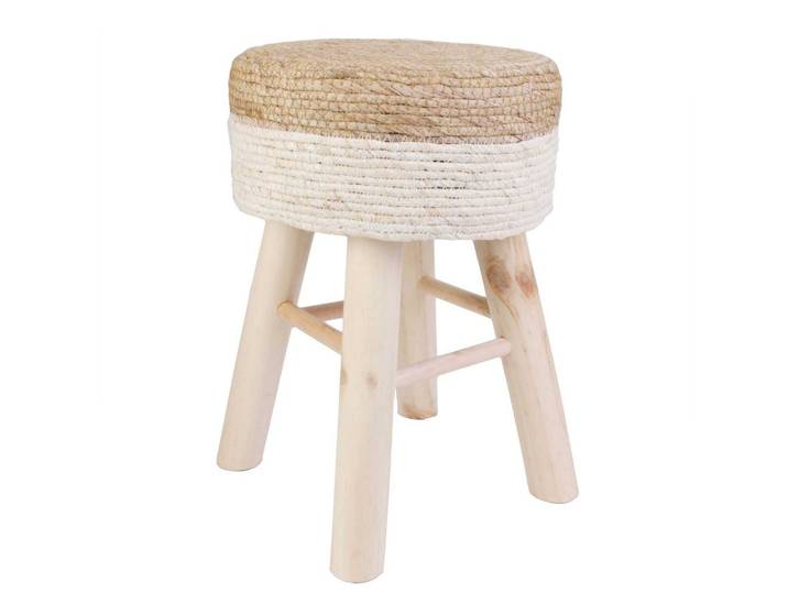 Tabouret avec assise bicolore tressée - Blancheporte