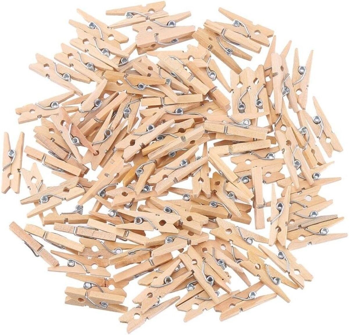 INF Mini-Birkenholz-Klammern 6cm x 1cm, 100er Pack – Holz-Foto-Clips für Basteln, Karten und Hochzeitsdeko