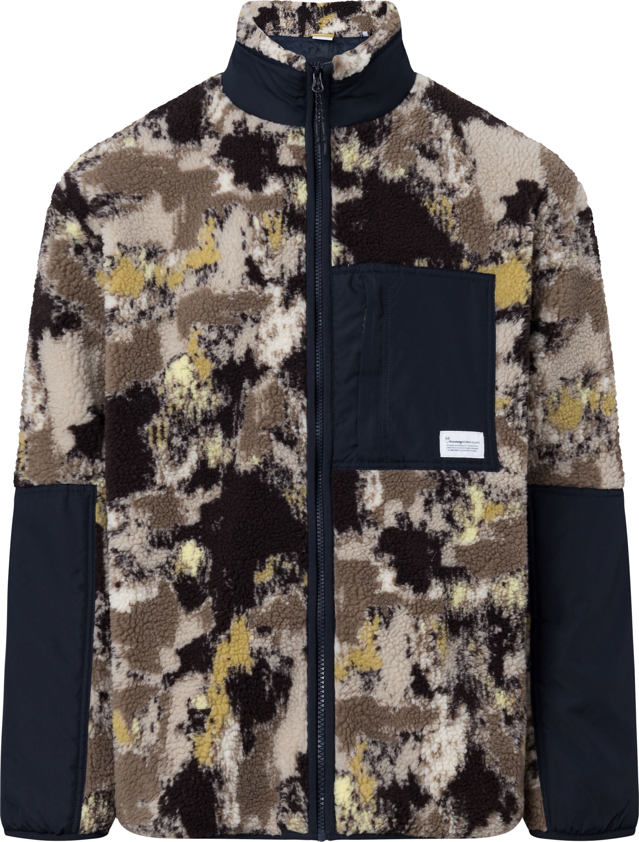 Knowledge Cotton Apparel Men's Oversized Jaquard Sherpa Jacket Brown Aop S