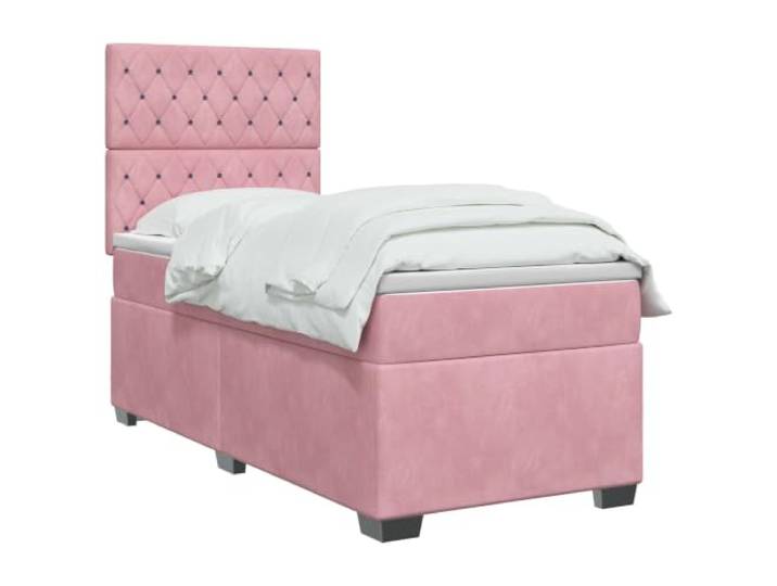vidaXL Boxspringbett mit Matratze mit Kopfteil Rosa 80 x 200 cm Samt