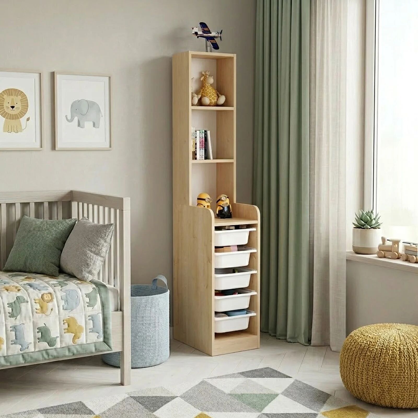 garneroarredamenti Mobile portagiochi 35x178h cm 3 scaffali e cassettiera rovere Fast Concordia