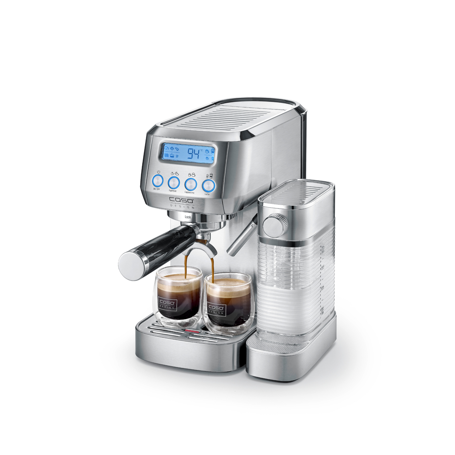 CASO Espresso Gourmet Latte Espresso Siebträgermaschine mit Milchaufschäumer (1821)