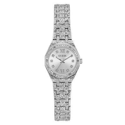 Quarzuhr GUESS "PIXIE", silber (silberfarben), Armbanduhren, Damen, Quarzuhr, Armbanduhr, Damenuhr, Edelstahlarmband, analog