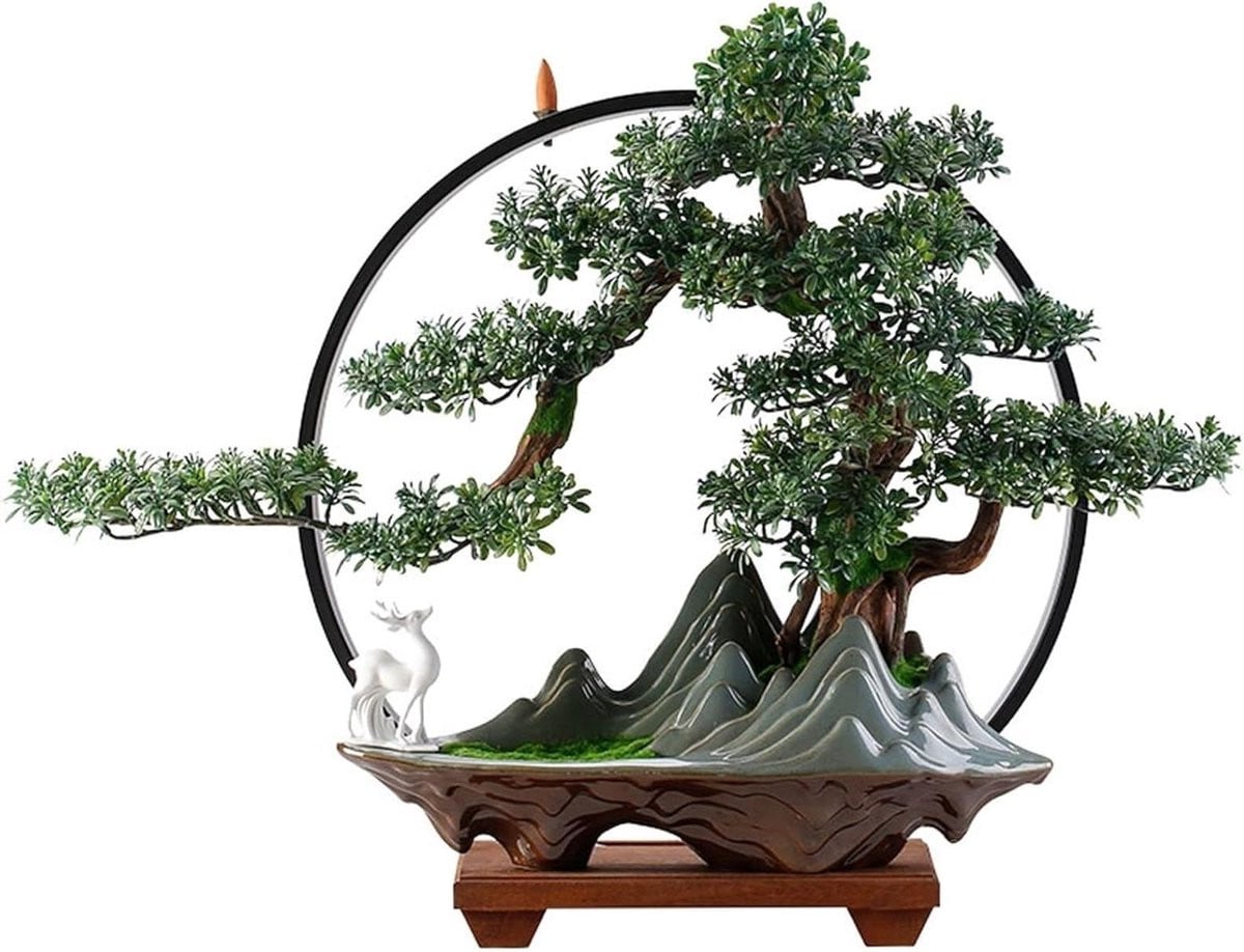 Realistische Kunstplant Bonsai in Pot - Groen - 75 cm