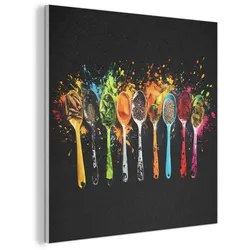 AKUSTIKBILD Löffel - Gewürze - Modern - Graffiti - Farbe - Farbenfroh Wandbilder 60x60 cm