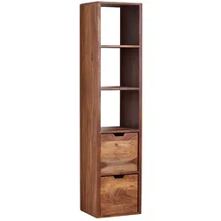 KADIMA DESIGN Wandregal mit Schubladen 35x150x30 cm Sheesham Massivholz Hängeregal, Großes Design Schweberegal Modern, Regal Hängend Wohnzimmer, Bücherregal Wand