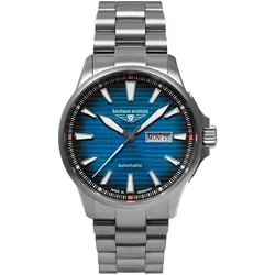 Bauhaus 2862M-3 Herrenuhr Aviation Iron Annie Automatik Titan/Blau