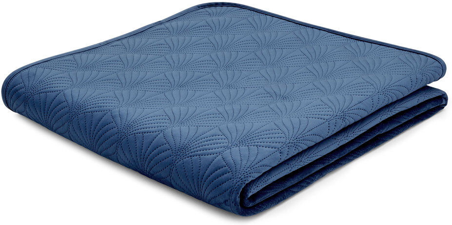 Catherine Lansfield Art Deco Pearl Embroidered Bedspread Throw Navy Blue 220cm W X 230cm L