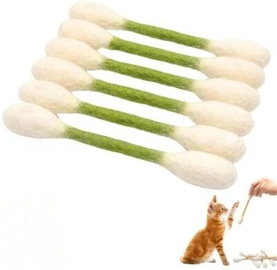 Uplifted Finds Oversized Cotton Swab Felt Catnip Kicker Toy green 6 Pcs