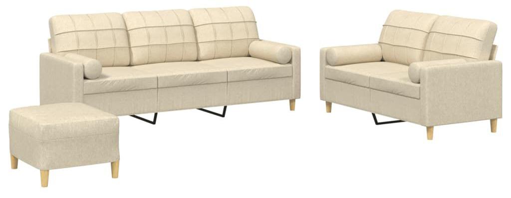 Loungeset, 3-teilig - Creme-farbene Polsterung - Für Wohnzimmer und Garten
