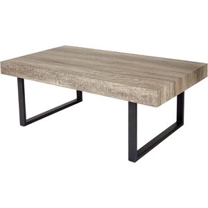 Mendler Couchtisch Kos T576, 46136, aus Holz / Metall, braun, rechteckig, (B/T) 110 x 60 cm