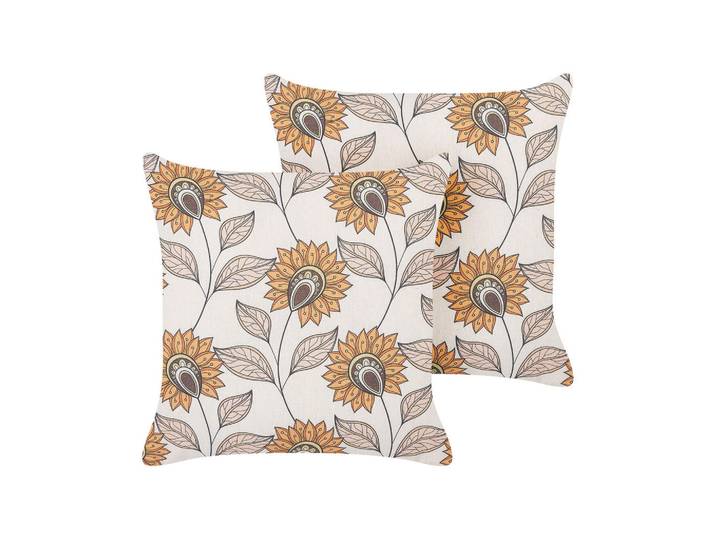 Beliani Dekokissen 2er-Set Cremeweiß 45/45 cm Tuberose, Ecru, 45x45 cm, Heimtextilien, Wohntextilien, Kissen, Zierkissen