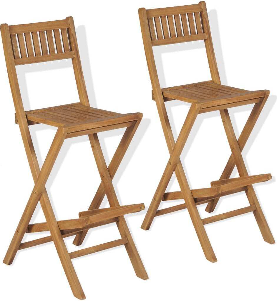 Klappbare Garten-Barhocker 2 Stk. Massivholz Teak