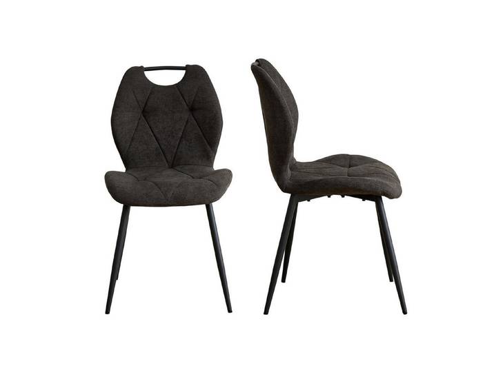 LuxusKollektion Esszimmerstuhl Stühle 2er Set Esszimmer gepolstert Set mit 2 Stück Schwarz