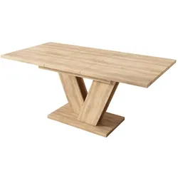 STILVORA Ausziehbarer Esstisch MDF Eichenoptik 140/180x80 cm mit V-Metallbeinen